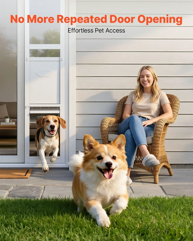 Alt view image 7 of 8 - VEVOR Dog Door for Sliding Glass Door, 75 7/8" to 80 11/16" Adjustable Height, Aluminum Alloy Frame with Flap and Rotating Hinge, Lock Design, for Large-Sized Dogs, Sliding Glass Pet Doors for Renters