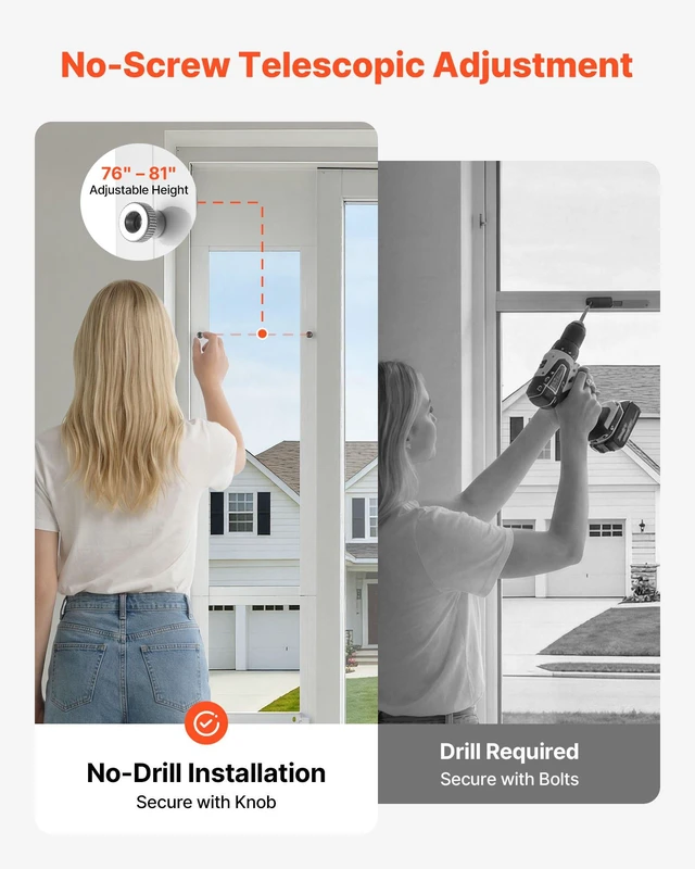 Alt view image 5 of 8 - VEVOR Dog Door for Sliding Glass Door, 75 7/8" to 80 11/16" Adjustable Height, Aluminum Alloy Frame with Flap, Rotating Hinge, Lock Design, for Medium-Sized Dogs, Sliding Glass Pet Doors for Renters