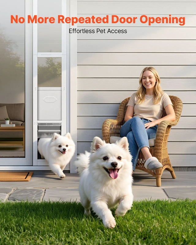 Alt view image 7 of 8 - VEVOR Dog Door for Sliding Glass Door, 75 7/8" to 80 11/16" Adjustable Height, Aluminum Alloy Frame with Flap, Rotating Hinge, Lock Design, for Medium-Sized Dogs, Sliding Glass Pet Doors for Renters