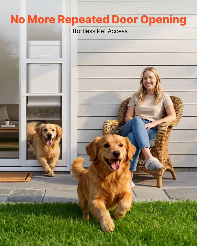 Alt view image 7 of 8 - VEVOR Dog Door for Sliding Glass Door, 75 7/8" to 80 11/16" Adjustable Height, Aluminum Alloy Frame with 3-Layer Flap and Rotating Hinge, for Extra Large-Sized Dogs, Sliding Glass Pet Doors for Renter