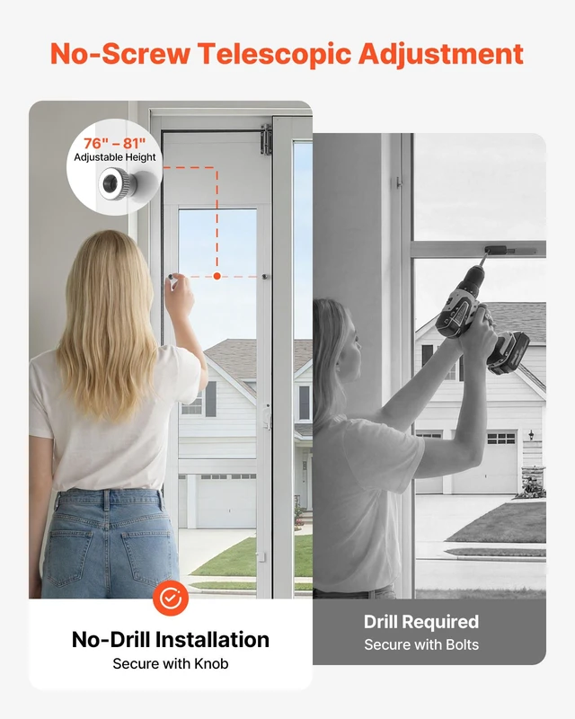 Alt view image 6 of 8 - VEVOR Dog Door for Sliding Glass Door, 75 7/8" to 80 11/16" Adjustable Height, Aluminum Alloy Frame with Flap, Lock Design, for Medium-Sized Dogs, 180° Swing-Open Sliding Glass Pet Doors for Renters