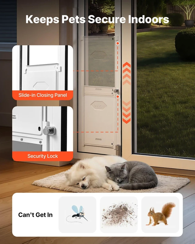 Alt view image 7 of 8 - VEVOR Dog Door for Sliding Glass Door, 75 7/8" to 80 11/16" Adjustable Height, Aluminum Alloy Frame with Flap, Lock Design, for Medium-Sized Dogs, 180° Swing-Open Sliding Glass Pet Doors for Renters