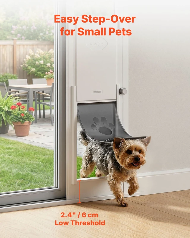 Alt view image 3 of 8 - VEVOR Dog Door for Sliding Glass Door, 75 7/8" to 80 11/16" Adjustable Height, Aluminum Alloy Frame with Flap and Rotating Hinge, Lock Design, for Small-Sized Dogs, Sliding Glass Pet Doors for Renters