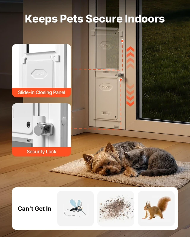 Alt view image 7 of 8 - VEVOR Dog Door for Sliding Glass Door, 75 7/8" to 80 11/16" Adjustable Height, Aluminum Alloy Frame with Flap and Rotating Hinge, Lock Design, for Small-Sized Dogs, Sliding Glass Pet Doors for Renters