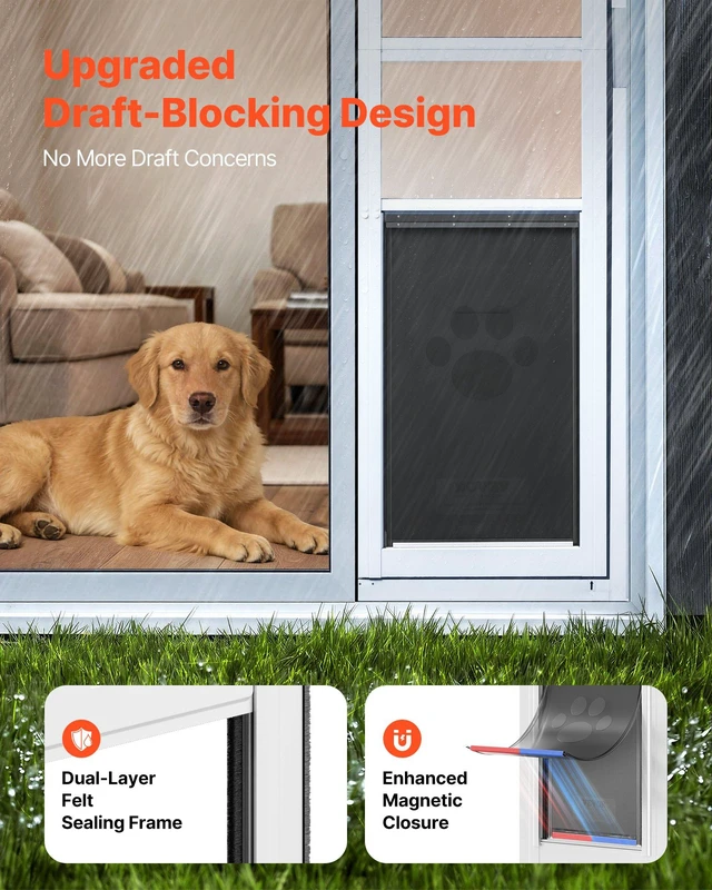 Alt view image 4 of 8 - VEVOR Dog Door for Sliding Glass Door, 75 7/8" to 80 11/16" Adjustable Height, Aluminum Alloy Frame with Flap and Lock, for Extra Large-Sized Dogs, 180° Swing-Open Sliding Glass Pet Doors for Renters