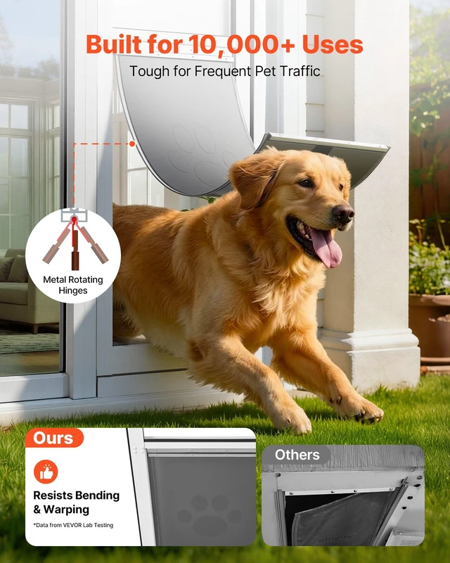 Alt view image 5 of 8 - VEVOR Dog Door for Sliding Glass Door, 75 7/8" to 80 11/16" Adjustable Height, Aluminum Alloy Frame with Flap and Lock, for Extra Large-Sized Dogs, 180° Swing-Open Sliding Glass Pet Doors for Renters