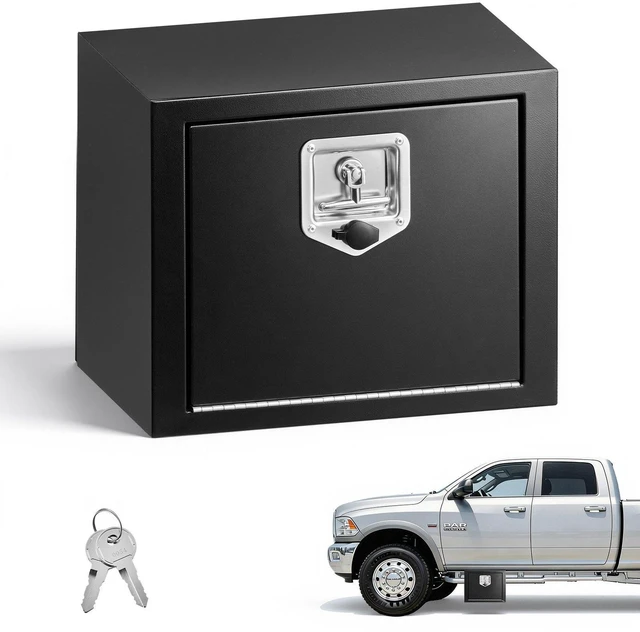 Main image of VEVOR Underbody Truck Tool Box, 18 x 12 x 14 Inch Heavy Duty Steel Trailer Storage Box with Lock & Keys, Waterproof Trailer Storage Organizer Under Body Chest with T-Handle for Truck, Van, SUV, Black