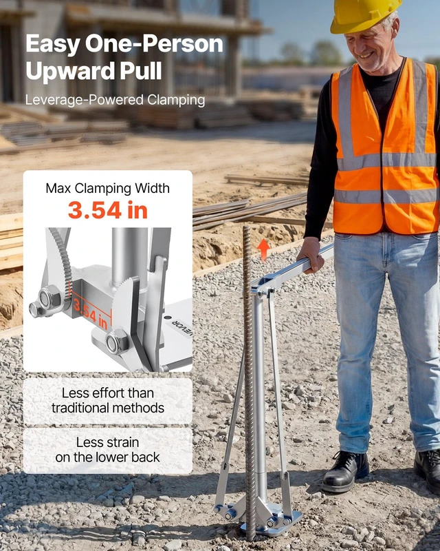 Alt view image 3 of 8 - VEVOR T Post Puller, 3.54 in Max Clamping Width, Heavy-Duty Steel Jaw Grip, Powder-Coated Finish, Easy to Store, Labor-Saving Fence T-Post Remover Tool for Rebar Stakes, Wood Stakes, and Road Signs