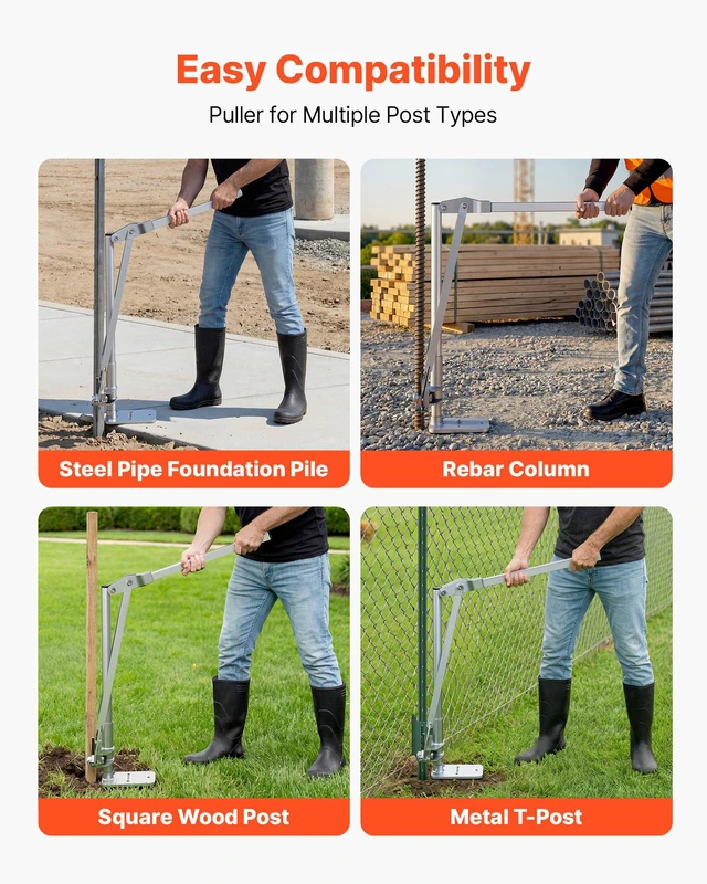 Alt view image 6 of 8 - VEVOR T Post Puller, 3.54 in Max Clamping Width, Heavy-Duty Steel Jaw Grip, Powder-Coated Finish, Easy to Store, Labor-Saving Fence T-Post Remover Tool for Rebar Stakes, Wood Stakes, and Road Signs