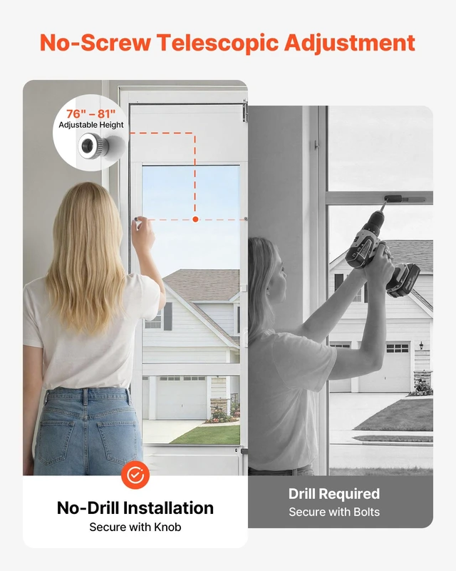 Alt view image 6 of 8 - VEVOR Dog Door for Sliding Glass Door, 75 7/8" to 80 11/16" Adjustable Height, Aluminum Alloy Frame with Flap and Lock, for Extra Large-Sized Dogs, 180° Swing-Open Sliding Glass Pet Doors for Renters
