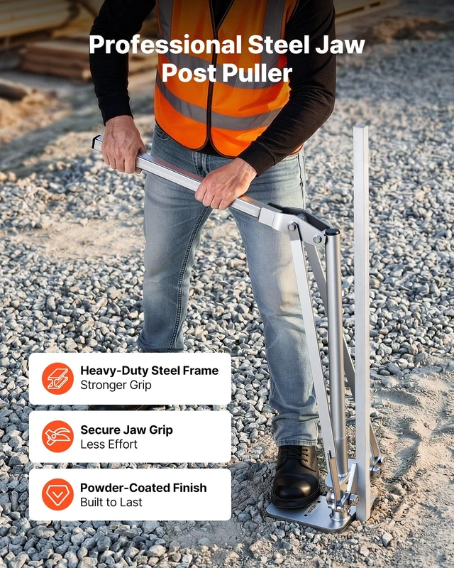 Alt view image 2 of 8 - VEVOR T Post Puller, 3.54 in Max Clamping Width, Heavy-Duty Steel Jaw Grip, Powder-Coated Finish, Easy to Store, Labor-Saving Fence T-Post Remover Tool for Rebar Stakes, Wood Stakes, and Road Signs