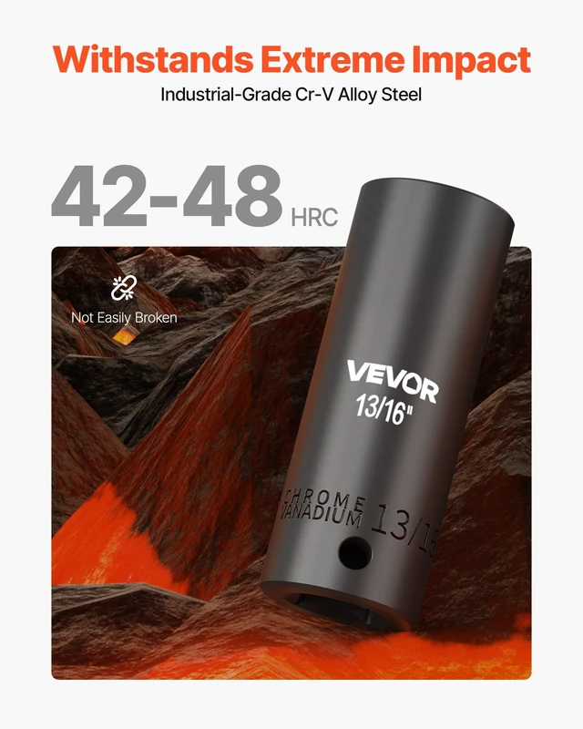 Alt view image 2 of 8 - VEVOR Impact Socket Set, 1/2" 19 Piece Impact Sockets, Deep Socket, 6-Point Sockets, 1/2" Drive Set 3/8" to 1-1/2", Cr-V Rugged Construction, Easy to Identify, with a Sturdy Storage Case, for Vehicles