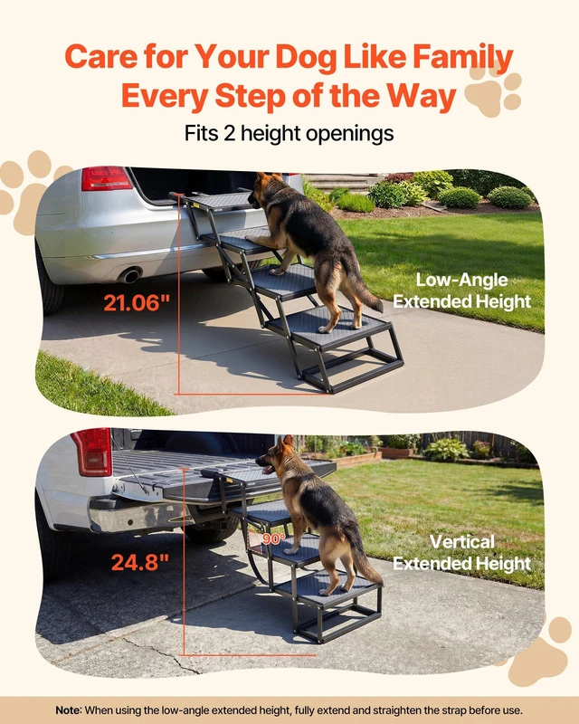 Alt view image 2 of 8 - VEVOR Dog Stairs for Car, 4 Steps Extra Wide Foldable Dog Ramp for Large Dogs with Non-Slip Surface, Portable Lightweight Pet Stairs Ladder for Car, SUV, Truck, High Bed, Sofa, Support up to 400 lbs