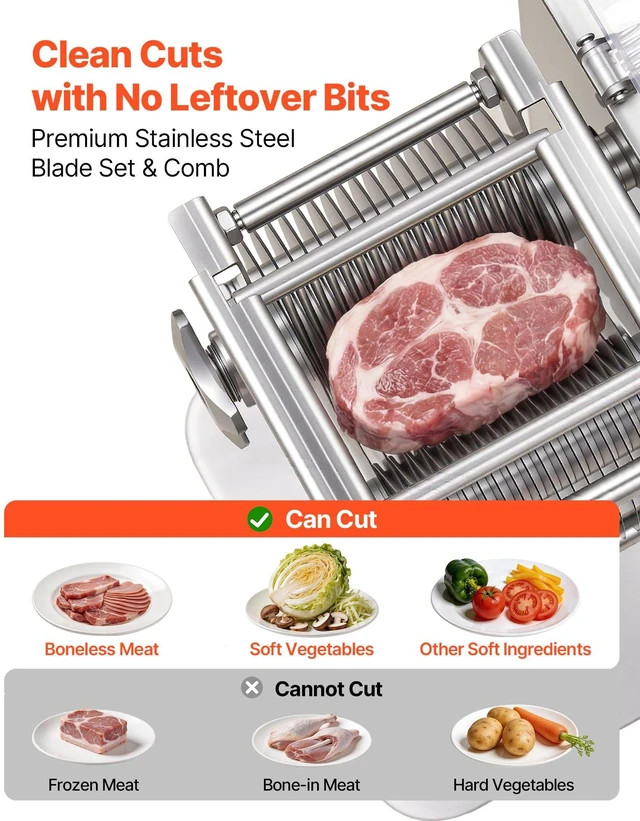 Alt view image 6 of 8 - VEVOR Meat Cutting Machine, 850W Commercial Slicer, 5mm Heavy Duty Stainless Steel Blade Shredder for Boneless Meat Soft Vegetables, Electric Food Slicers for Kitchen Restaurant Supermarket