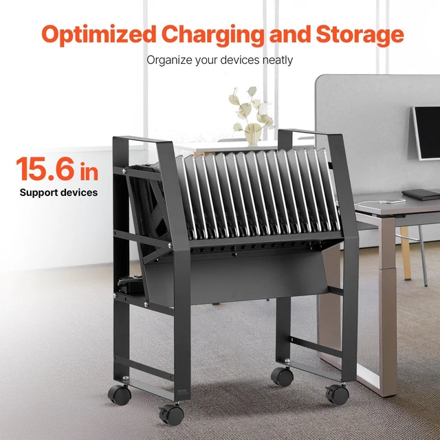 Alt view image 2 of 8 - VEVOR Charging Cart, 16 Device Mobile Open Charging Station, Up to 15.6 in Screen Size, Office and Classroom Mobile Charging Cart, for Chromebook, Tablet and Laptop