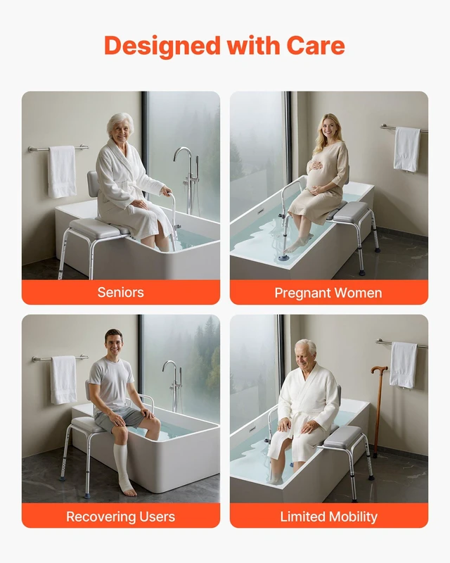Alt view image 6 of 8 - VEVOR Tub Transfer Bench for Bathtub, 500 lbs Weight Capacity Heavy Duty Shower Chair with Arm and Backrest, Height Adjustable Bathroom Shower Bench Bath Seat for Adults, Seniors, Elderly and Disabled