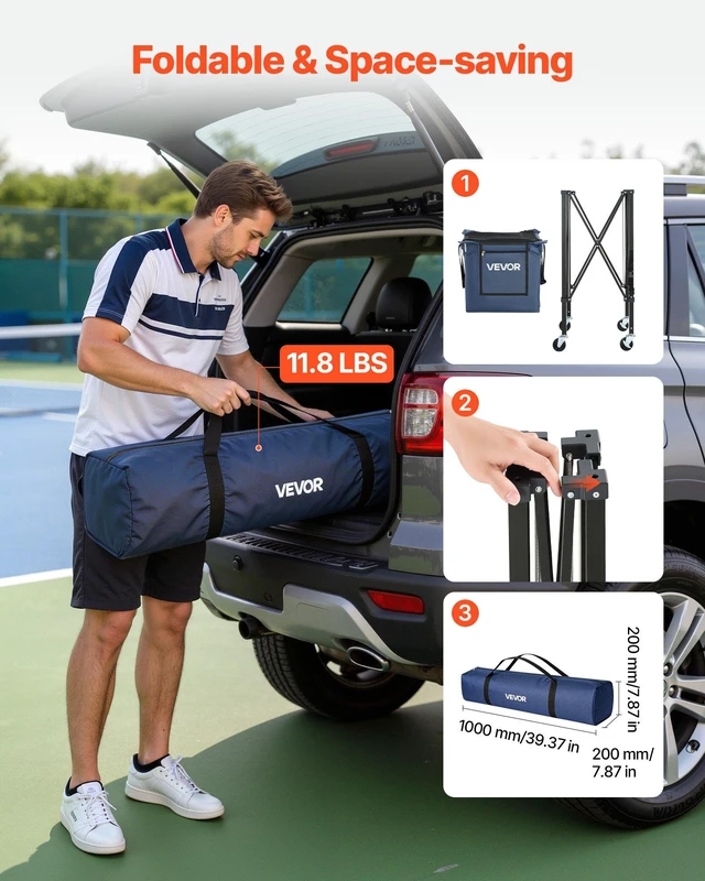Alt view image 7 of 8 - VEVOR 2-in-1 Tennis & Pickleball Hopper, with Pickup Tube, Foldable Pickleball Basket Cart with with Wheels, Holds 150 Tennis Balls or 260 Pickleballs, Portable Pickleball Caddy Holder, for Training