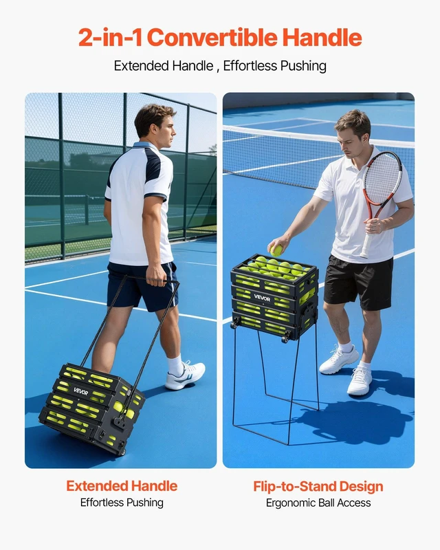 Alt view image 6 of 8 - VEVOR Tennis Ball Hopper, Holds 80 Tennis Balls, Pickleball Basket Cart with Wheels for Easy Pick Up, Portable Pickleball Collection Caddy with Heavy-Duty Construction, for Training Carrying Storage