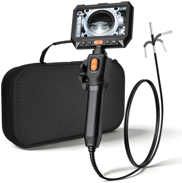 Main image of VEVOR Articulating Borescope with 0.15" Ultra Slim Lens, Two-Way Articulated Endoscope with Light, 5" HD IPS Screen, 8X Zoom, 5000mAh Inspection Camera for Auto, Tight Mechanical Spaces (4.9FT Cable)