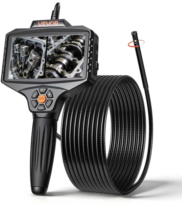 Main image of VEVOR Endoscope with Light, 360° View Coverage Industrial Borescope Inspection Camera with Rotating Probe, 1080P HD Rigid Snake Scope Cam for Wall Automotive Engine Inspect-16.4FT