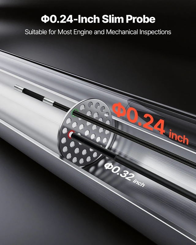 Alt view image 3 of 8 - VEVOR Articulating Endoscope with Light, 4-Way 360° Articulated Borescope Camera, 0.24" Slim Lens 1920 x 1080, 6" HD IPS Screen, 7000mAh Battery, IP67 Waterproof for Automotive & Mechanical Inspection