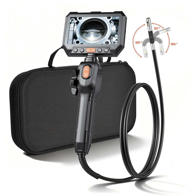 Main image of VEVOR 2-Way Dual-Lens Articulating Endoscope with Light, 1080P HD Industrial Borescope Inspection Camera with Articulated Probe, Rigid Snake Scope Cam for Wall Automotive Engine Inspect-4.9FT