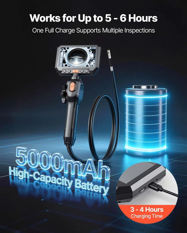 Alt view image 5 of 8 - VEVOR 2-Way Dual-Lens Articulating Endoscope with Light, 1080P HD Industrial Borescope Inspection Camera with Articulated Probe, Rigid Snake Scope Cam for Wall Automotive Engine Inspect-4.9FT