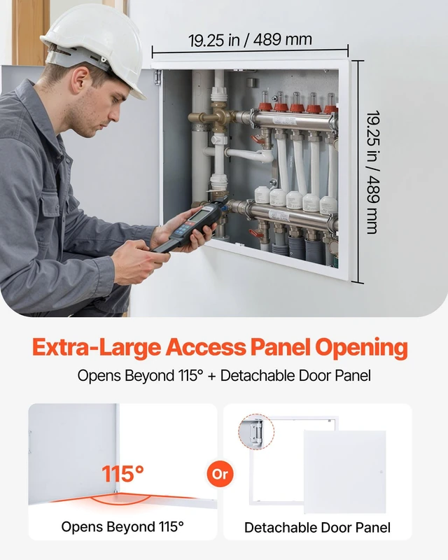 Alt view image 4 of 8 - VEVOR Access Panel for Drywall, 19.2 x 19.2 in Galvanized Steel Access Door, Easy Install Hinged Service Panel with Screwdriver Latch, for Ceiling Plumbing Electrical, 18.4 x 18.4 in Cutout Size White