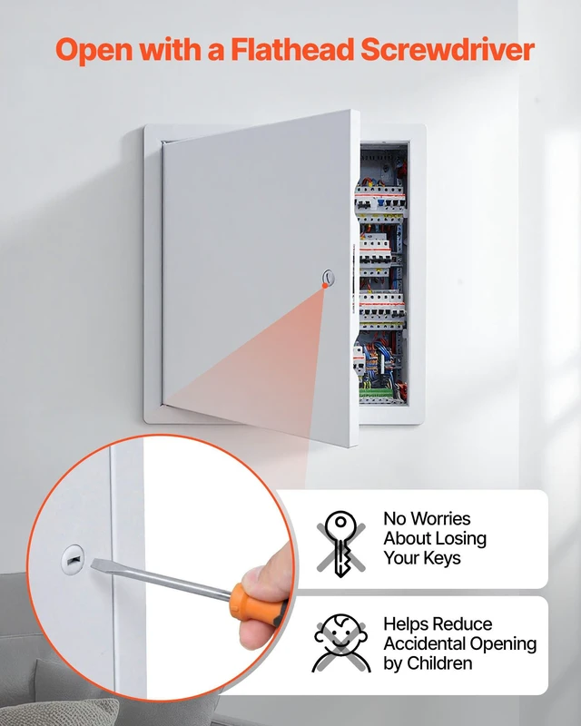 Alt view image 5 of 8 - VEVOR Access Panel for Drywall, 19.2 x 19.2 in Galvanized Steel Access Door, Easy Install Hinged Service Panel with Screwdriver Latch, for Ceiling Plumbing Electrical, 18.4 x 18.4 in Cutout Size White