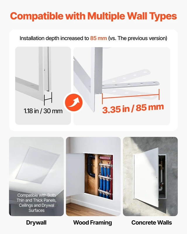 Alt view image 2 of 8 - VEVOR Access Panel for Drywall, 33.2 x 25.2 in Galvanized Steel Access Door, Easy Install Hinged Service Panel with Screwdriver Latch, for Ceiling Plumbing Electrical, 24.4 x 32.4 in Cutout Size White