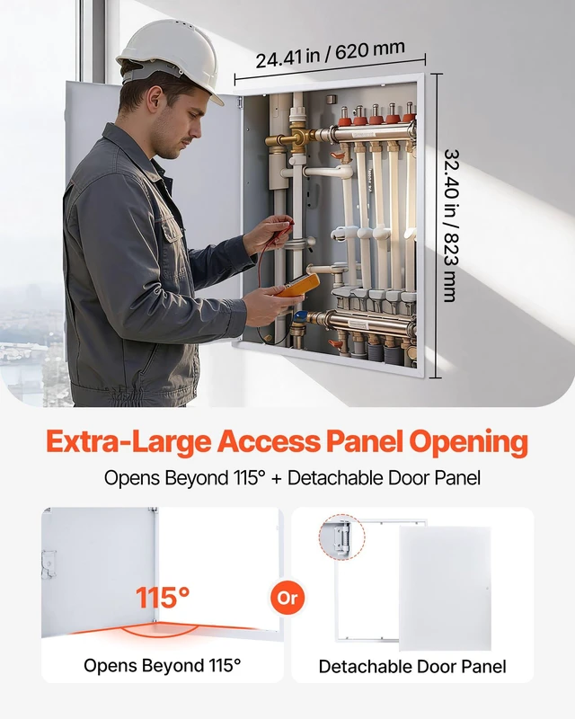 Alt view image 4 of 8 - VEVOR Access Panel for Drywall, 33.2 x 25.2 in Galvanized Steel Access Door, Easy Install Hinged Service Panel with Screwdriver Latch, for Ceiling Plumbing Electrical, 24.4 x 32.4 in Cutout Size White