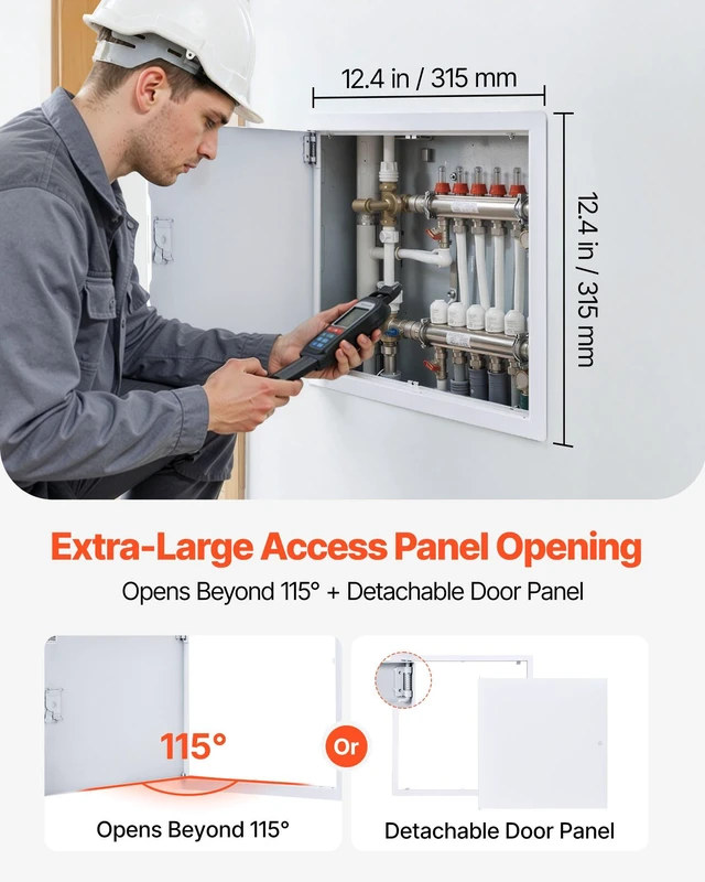 Alt view image 4 of 8 - VEVOR Access Panel for Drywall, 13.3 x 13.3 in Galvanized Steel Access Door, Easy Install Hinged Service Panel with Screwdriver Latch, for Ceiling Plumbing Electrical, 12.4 x 12.4 in Cutout Size White