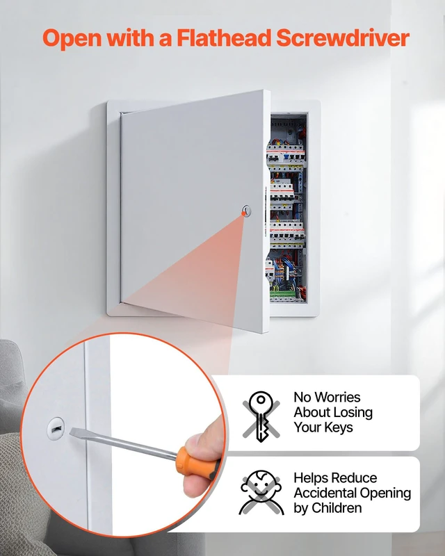 Alt view image 5 of 8 - VEVOR Access Panel for Drywall, 13.3 x 13.3 in Galvanized Steel Access Door, Easy Install Hinged Service Panel with Screwdriver Latch, for Ceiling Plumbing Electrical, 12.4 x 12.4 in Cutout Size White