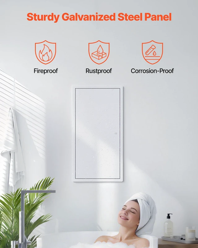 Alt view image 3 of 8 - VEVOR Access Panel for Drywall, 25.3 x 13.3 in Galvanized Steel Access Door, Easy Install Hinged Service Panel with Screwdriver Latch, for Ceiling Plumbing Electrical, 12.4 x 24.4 in Cutout Size White