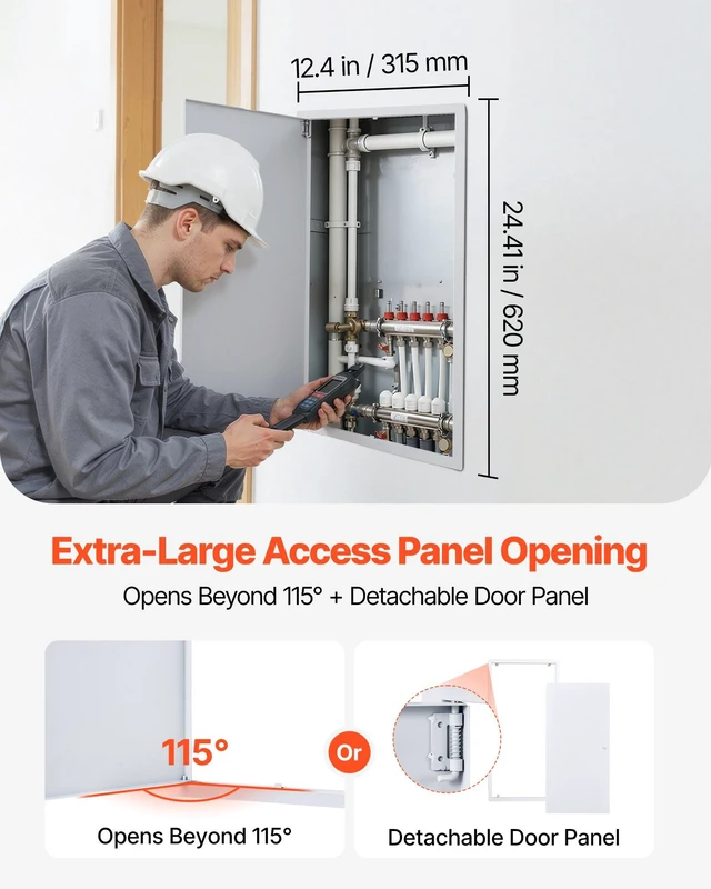 Alt view image 4 of 8 - VEVOR Access Panel for Drywall, 25.3 x 13.3 in Galvanized Steel Access Door, Easy Install Hinged Service Panel with Screwdriver Latch, for Ceiling Plumbing Electrical, 12.4 x 24.4 in Cutout Size White