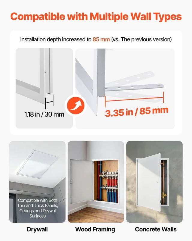 Alt view image 2 of 8 - VEVOR Access Panel for Drywall, 25.3 x 17.2 in Galvanized Steel Access Door, Easy Install Hinged Service Panel with Screwdriver Latch, for Ceiling Plumbing Electrical, 16.4 x 24.4 in Cutout Size White