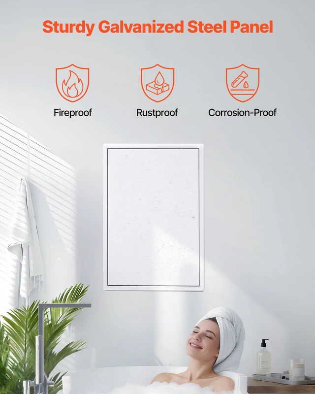 Alt view image 3 of 8 - VEVOR Access Panel for Drywall, 25.3 x 17.2 in Galvanized Steel Access Door, Easy Install Hinged Service Panel with Screwdriver Latch, for Ceiling Plumbing Electrical, 16.4 x 24.4 in Cutout Size White