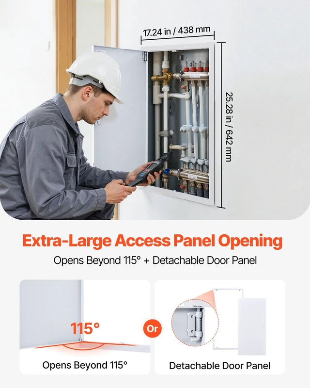 Alt view image 4 of 8 - VEVOR Access Panel for Drywall, 25.3 x 17.2 in Galvanized Steel Access Door, Easy Install Hinged Service Panel with Screwdriver Latch, for Ceiling Plumbing Electrical, 16.4 x 24.4 in Cutout Size White