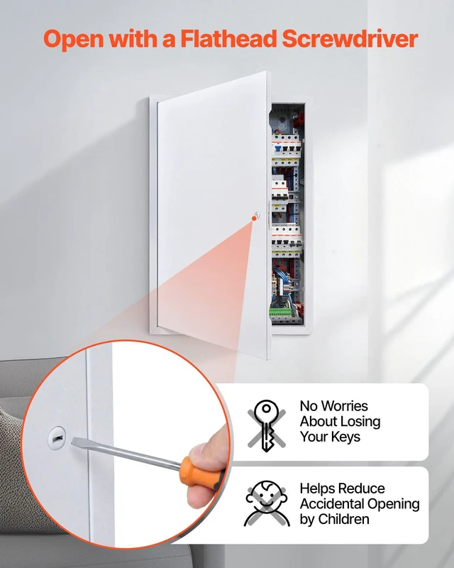 Alt view image 5 of 8 - VEVOR Access Panel for Drywall, 25.3 x 17.2 in Galvanized Steel Access Door, Easy Install Hinged Service Panel with Screwdriver Latch, for Ceiling Plumbing Electrical, 16.4 x 24.4 in Cutout Size White