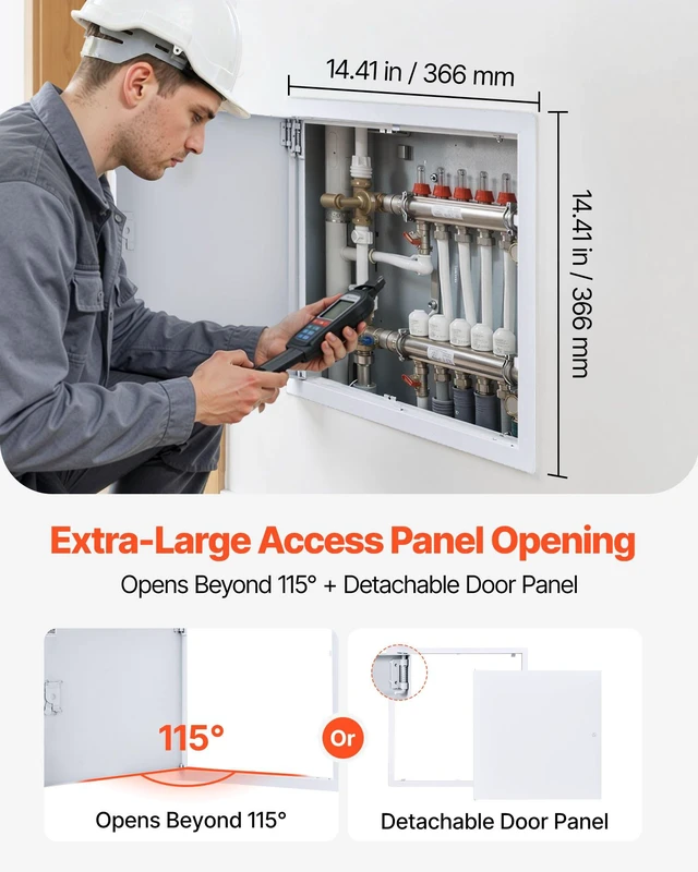 Alt view image 4 of 8 - VEVOR Access Panel for Drywall, 15.2 x 15.2 in Galvanized Steel Access Door, Easy Install Hinged Service Panel with Screwdriver Latch, for Ceiling Plumbing Electrical, 14.4 x 14.4 in Cutout Size White