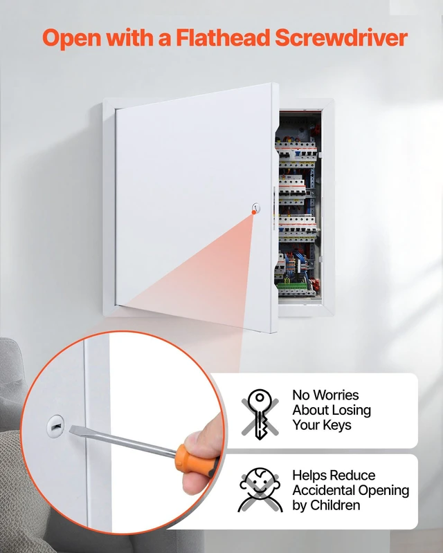 Alt view image 5 of 8 - VEVOR Access Panel for Drywall, 15.2 x 15.2 in Galvanized Steel Access Door, Easy Install Hinged Service Panel with Screwdriver Latch, for Ceiling Plumbing Electrical, 14.4 x 14.4 in Cutout Size White