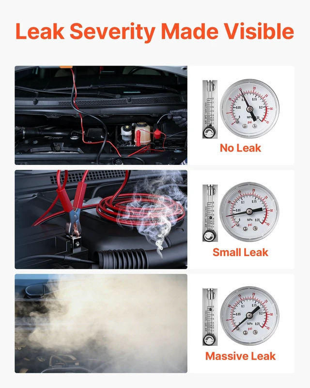 Alt view image 5 of 8 - VEVOR Automotive Smoke Machine Leak Detector, DC 12V EVAP Vacuum Diagnostic Tester with Air Pump, Pressure Gauge, Flow Meter & Oil Level Gauge, Dual-Mode for Cars, Motorcycles, Trucks, Boats, ATVs