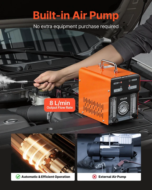 Alt view image 6 of 8 - VEVOR Automotive Smoke Machine Leak Detector, DC 12V EVAP Vacuum Diagnostic Tester with Air Pump, Pressure Gauge, Flow Meter & Oil Level Gauge, Dual-Mode for Cars, Motorcycles, Trucks, Boats, ATVs