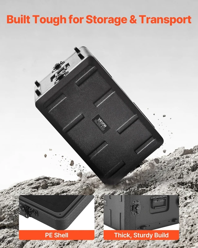 Alt view image 4 of 8 - VEVOR 6U Rack Case, 15 in Depth, Rackmount Flight Case Shallow Rack with Microphone Compartments, Polyethylene Construction, Recessed Latches, Easy Installation, for Amplifier, 13.8 in Internal Depth