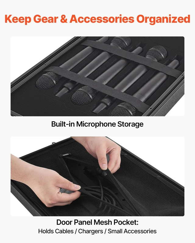 Alt view image 6 of 8 - VEVOR 6U Rack Case, 15 in Depth, Rackmount Flight Case Shallow Rack with Microphone Compartments, Polyethylene Construction, Recessed Latches, Easy Installation, for Amplifier, 13.8 in Internal Depth