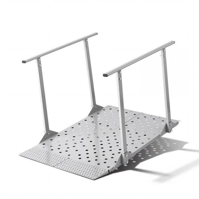 Main image of VEVOR Wheelchair Ramp with Handrails, 44.9 x 33.5 in, Heavy Duty Carbon Steel Handicap Ramp, 440 lbs Capacity, Non-Slip Portable Threshold Ramps for Home Steps, Stairs, Doorways, Curbs, Walkers,
