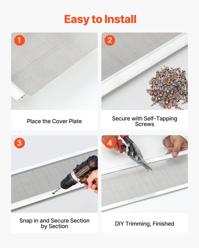 Alt view image 5 of 8 - VEVOR Gutter Guard, 5 in Aluminum Gutter Cover with Stainless Steel Micro Mesh, Heavy-Duty 48ft Length, 0.04in Thick, Leaf Guard for Debris and Pine Needles, Easy DIY Install, Screws Included, 12 PCS
