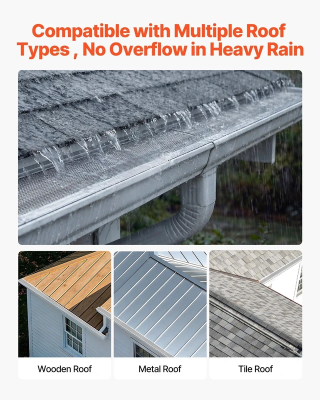Alt view image 6 of 8 - VEVOR Gutter Guard, 5 in Aluminum Gutter Cover with Stainless Steel Micro Mesh, Heavy-Duty 48ft Length, 0.04in Thick, Leaf Guard for Debris and Pine Needles, Easy DIY Install, Screws Included, 12 PCS