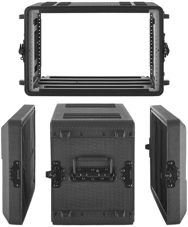 Main image of VEVOR 6U Rack Case, 12 in Depth, Rackmount Flight Case Shallow Rack with Microphone Compartment, Polyethylene Construction, Recessed Latches, Easy Installation, for Amplifier, 8.7 in Internal Depth