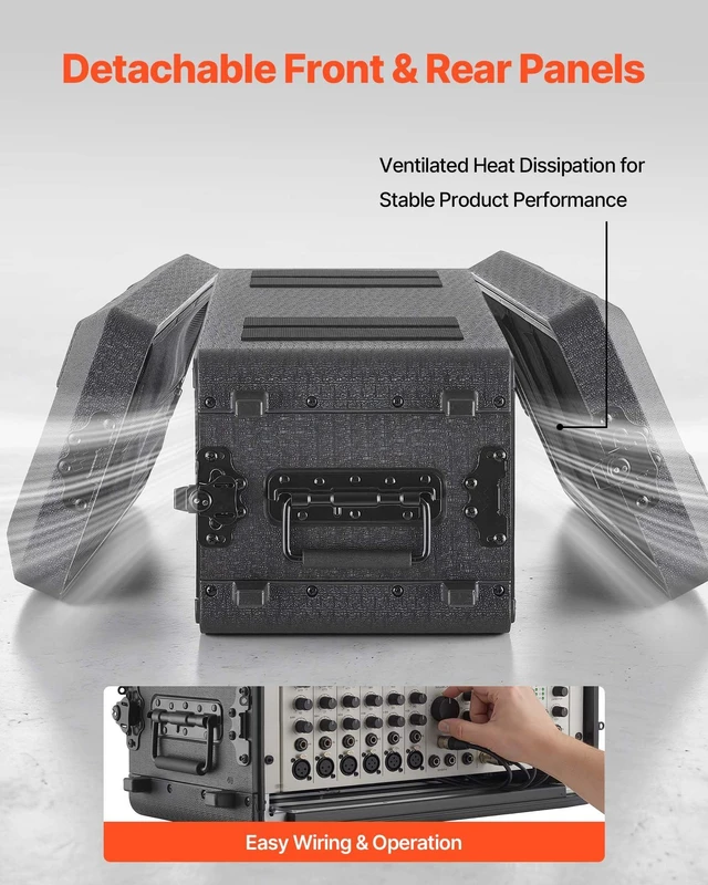 Alt view image 3 of 8 - VEVOR 4U Rack Case, 12 in Depth, Rackmount Flight Case Shallow Rack with Microphone Compartment, Polyethylene Construction, Recessed Latches, Easy Installation, for Amplifier, 8.7 in Internal Depth